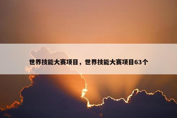 世界技能大赛项目，世界技能大赛项目63个