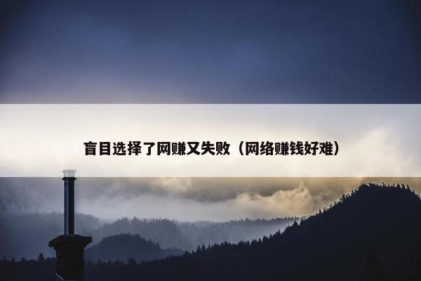 盲目选择了网赚又失败（网络赚钱好难）