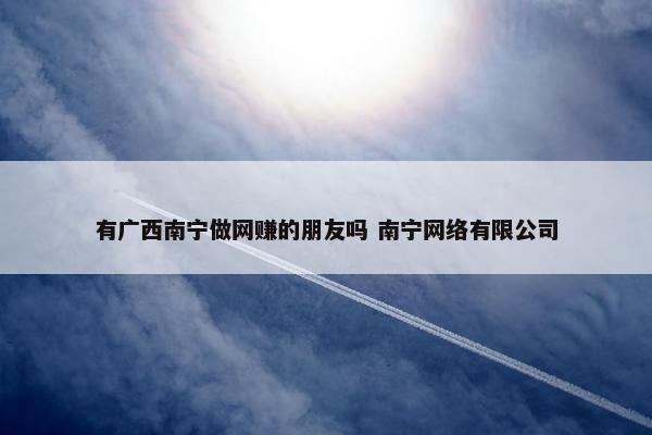 有广西南宁做网赚的朋友吗 南宁网络有限公司