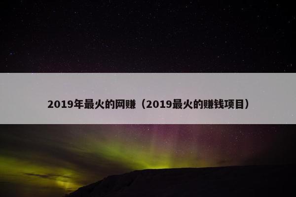 2019年最火的网赚（2019最火的赚钱项目）