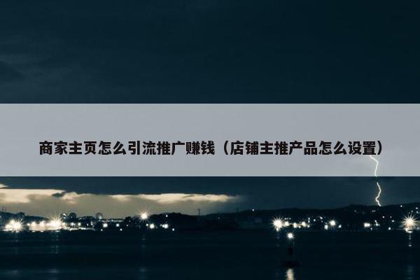 商家主页怎么引流推广赚钱（店铺主推产品怎么设置）